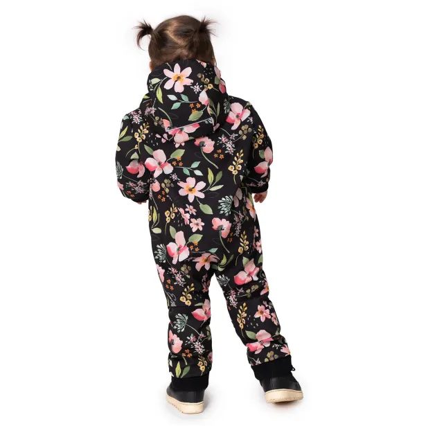 ESITO Rostoucí softshellová kombinéza s fleecem Spring flowers - černá