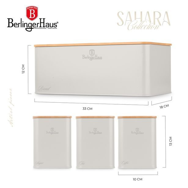BERLINGERHAUS Chlebník a sada dóz na potraviny 4 ks Sahara Collection BH-8901