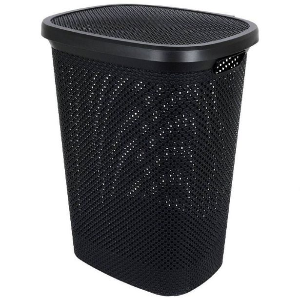 EXCELLENT HOUSEWARE Koš na prádlo s víkem plast 60 l černá KO-027100100