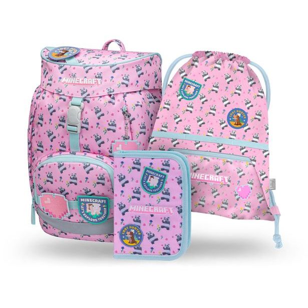 BAAGL SET 3 Airy Minecraft Panda: batoh, penál, sáček
