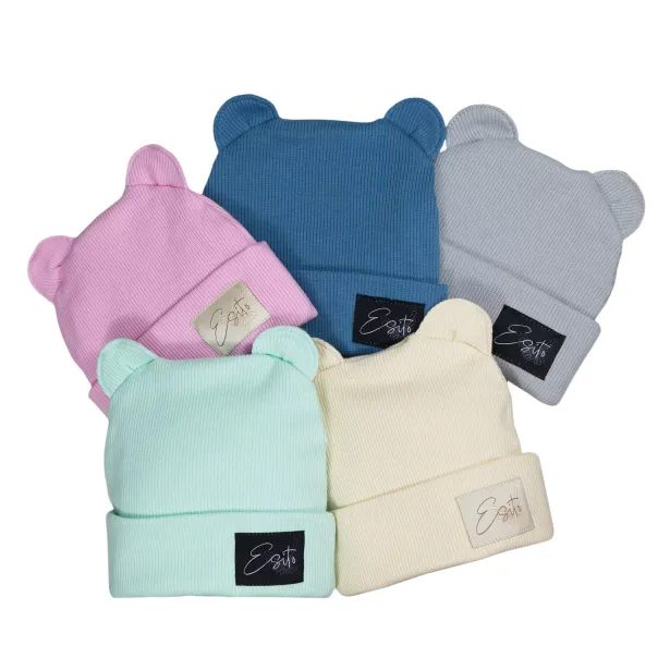 ESITO Zimní žebrovaná čepice s oušky Color Mint - mintová