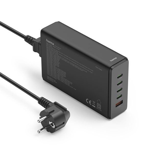 Hama USB nabíjecí stanice GaN, 4x USB-C PD, 1x USB-A QC, 240 W