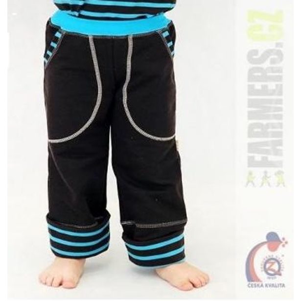 Rostoucí kalhoty ohrnovací CHOCO TYRKYS; Velikost oblečení: 128