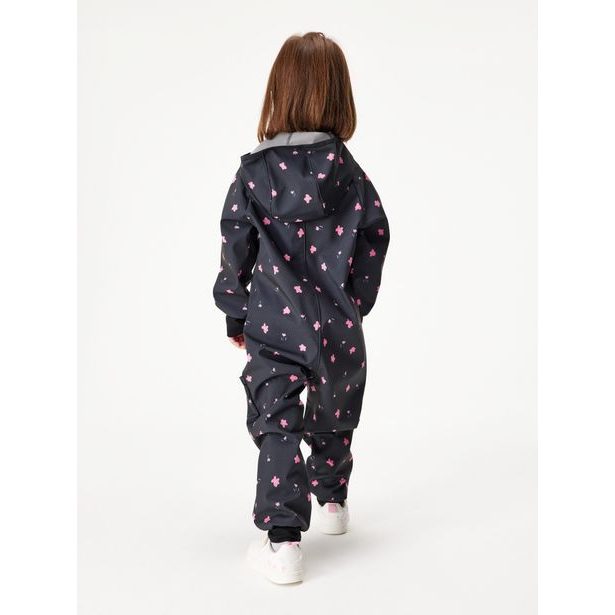 Unuo, Batolecí softshellová kombinéza s fleecem Mini, Černá, Květiny