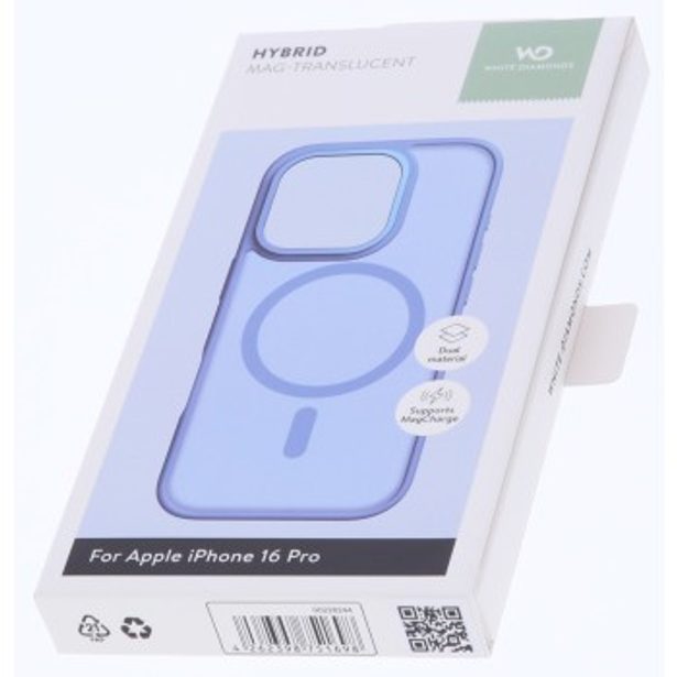 White Diamonds Hybrid Case, kryt pro Apple iPhone 16 Pro, magnetický, matný, poloprůhledný modrý