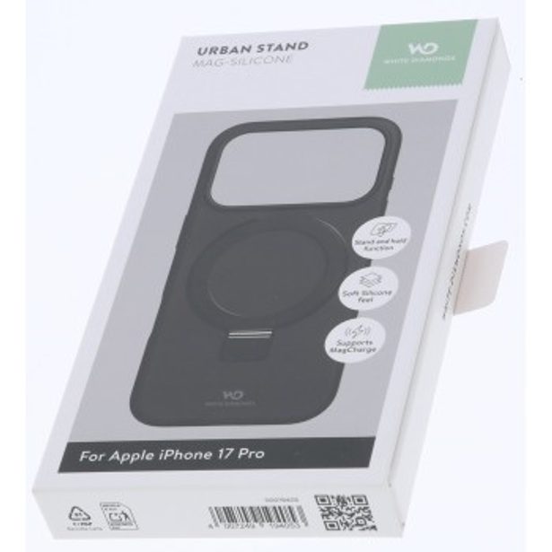 White Diamonds Mag Urban Stand Case, kryt pro Apple iPhone 17 Pro, MagSafe kompatibilní, černý