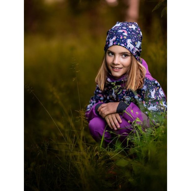 Unuo, Dětská čepice fleecová nespadená, Jednorožci