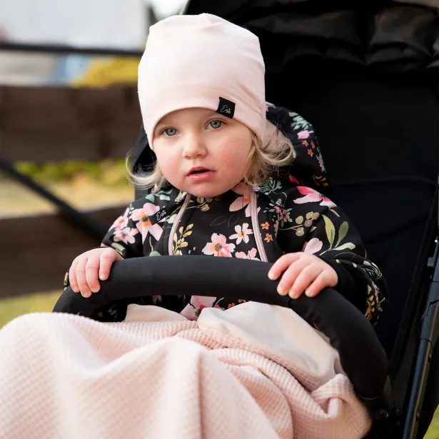 ESITO Rostoucí softshellová kombinéza s fleecem Spring flowers - černá