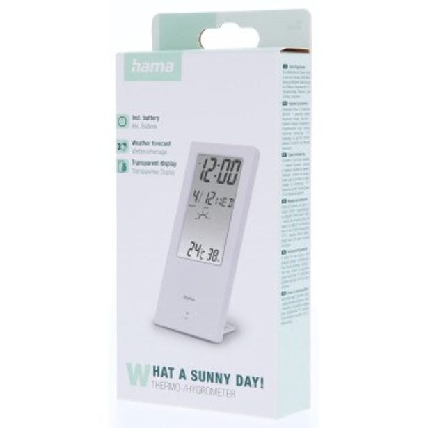 Hama TH-140, digitální teploměr/vlhkoměr, indikátor počasí, bílý