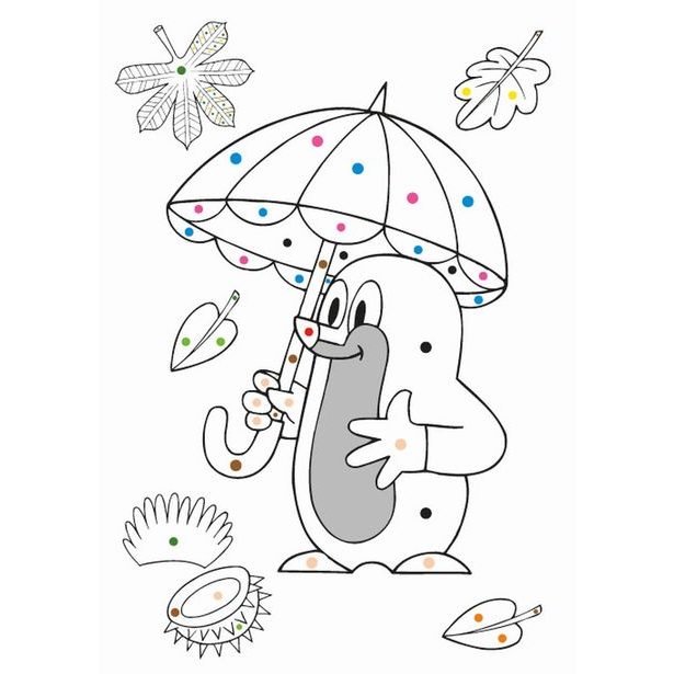 Maluj podle barevných teček A5 + MAXI voskovka - Krtek 1