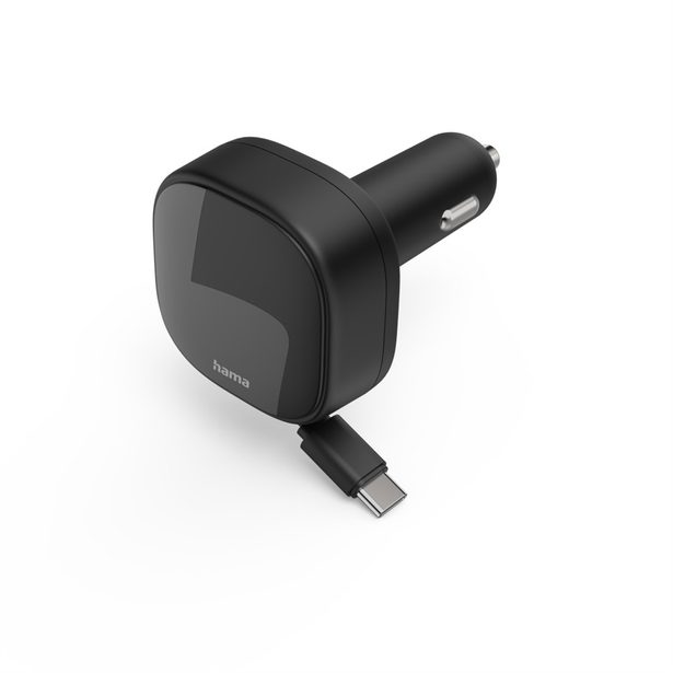 Hama rychlá USB nabíječka do vozidla, 2x USB-C, PD 30 W, navíjecí kabel