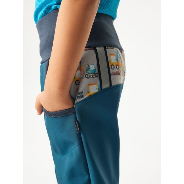 Unuo, Dětské softshellové kalhoty s fleecem Basic, Kobaltová, Bagry