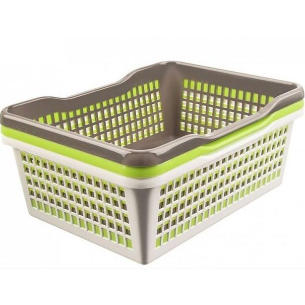 košík A4 38,5x25,7x 6,6cm, prolamovaný, 3barvy, plast