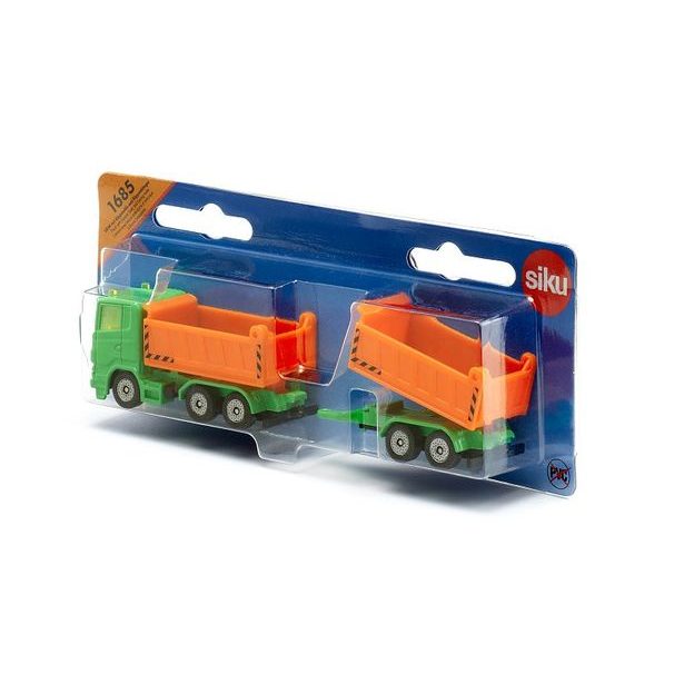 SIKU Blister - Nákladní auto se sklápěcí korbou a vlekem