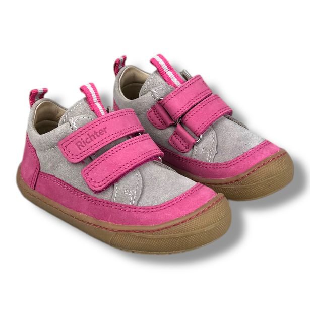 Dětská celoroční kožená obuv Richter - růžovo-šedé