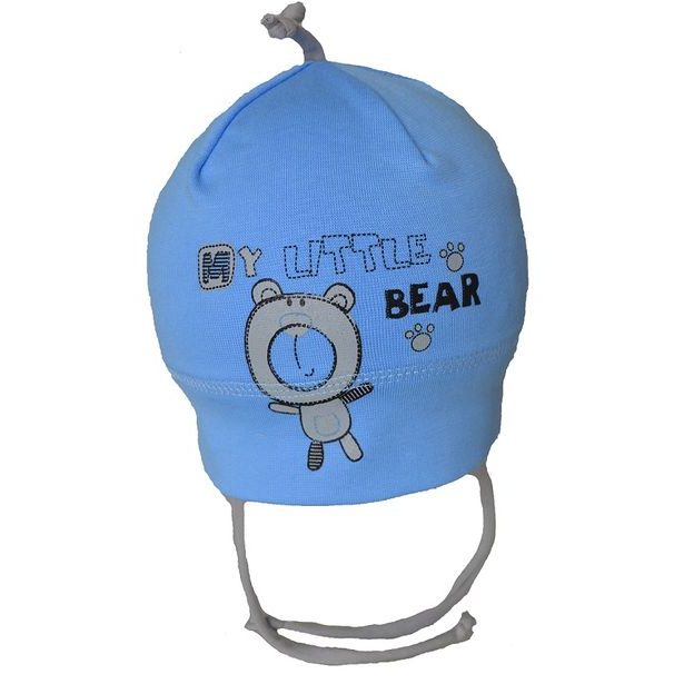 Jarná / Jesenná detska úpletová čiapočka s potlačou medveď 30042850 modrá