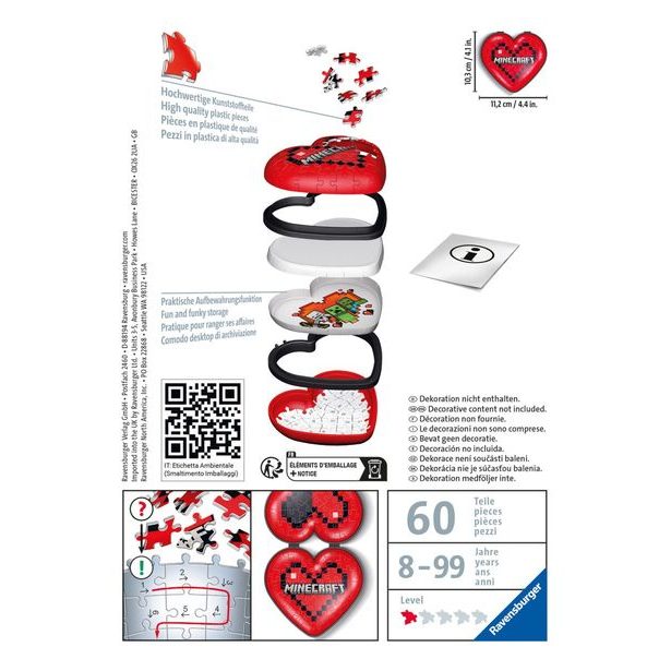Srdce Minecraft 54 dílků