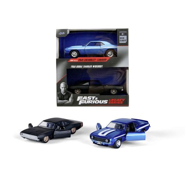 Rychle a zběsile Twin Pack Chevrolet Camaro 1969 a Dodge Charge Wide Body 1968, 1:32 Wave 2/1