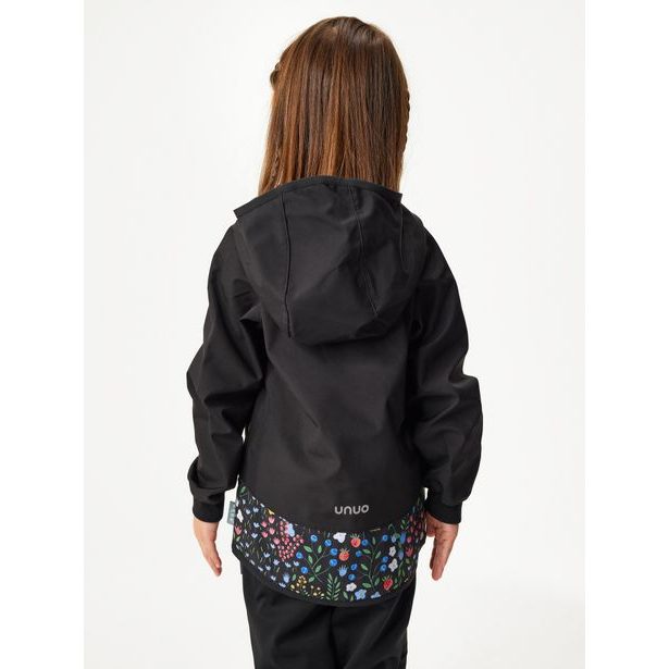 Unuo, Dětská softshellová bunda bez zateplení Basic, Černá, Zahrada