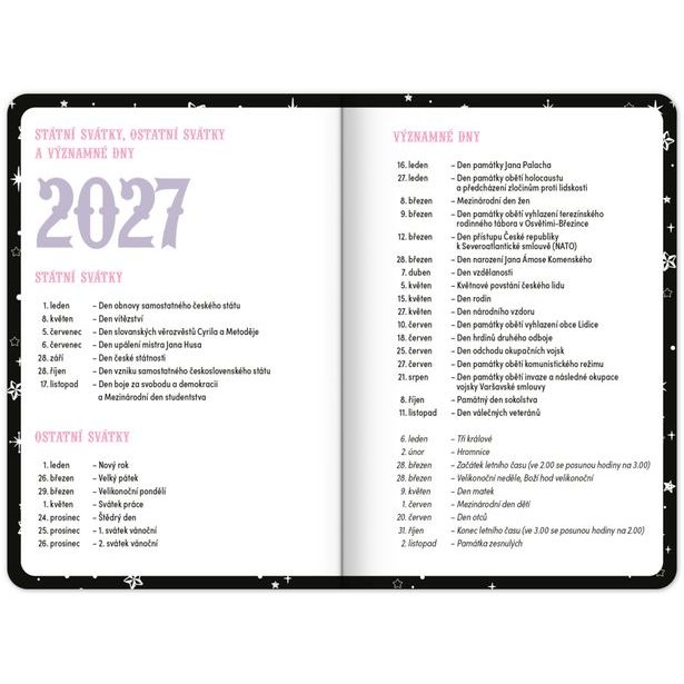 NOTIQUE Studentský diář Kuromi (září 2026 – prosinec 2027), 9,8 x 14,5 cm