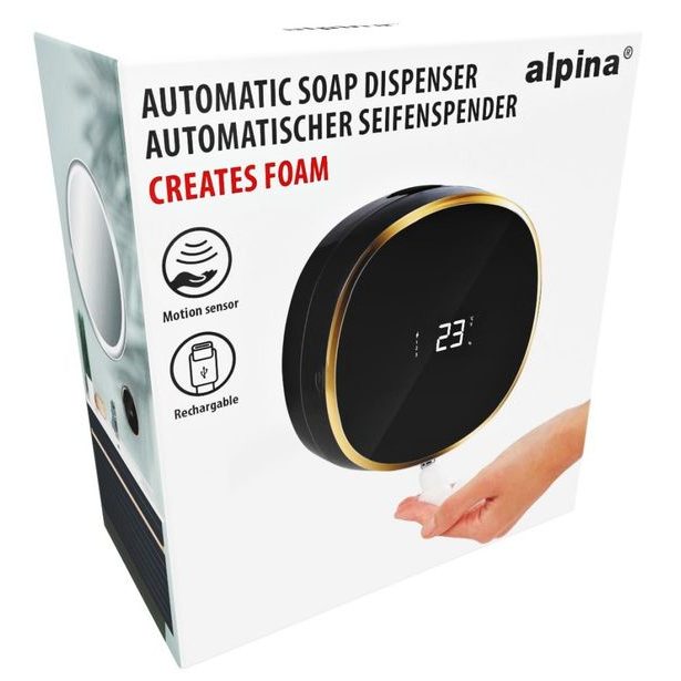 ALPINA Bezdotykový dávkovač mýdla automatický černá / zlatá ED-233367zlat