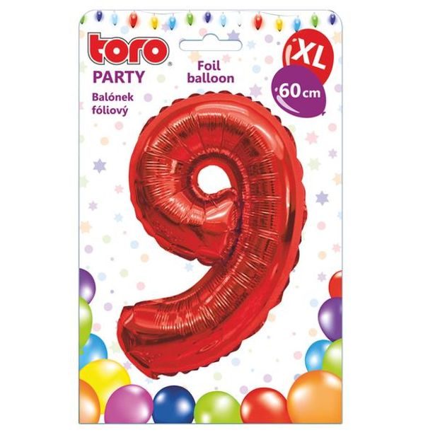 TORO BALÓNEK XL, ČÍSLICE 9, 60CM, MATNĚ ČERVENÁ_hamashop