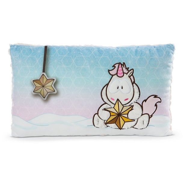 NICI NICI polštář Jednorožec Theodor ve sněhové kombinéze 43x25cm, GREEN