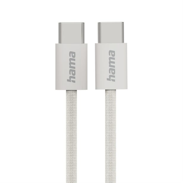 Hama USB-C 2.0 kabel Fabric, 1m, opletený, béžový