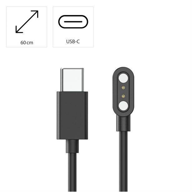 Hama nabíjecí kabel pro Hama smart hodinky, magnetický, USB-C, 60 cm, černý