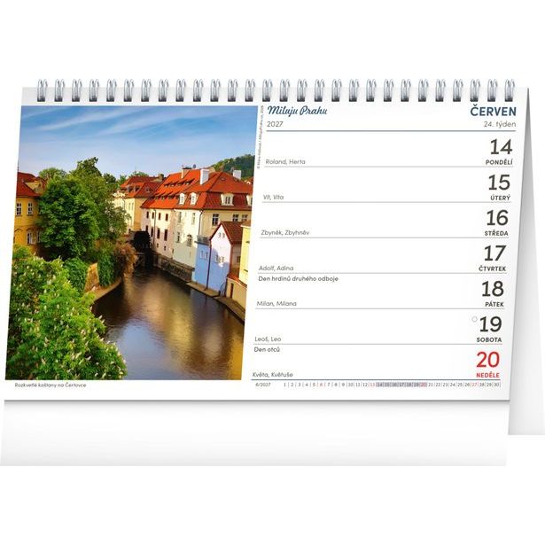 NOTIQUE Stolní kalendář Praha – Miluju Prahu 2027, 23,1 x 14,5 cm