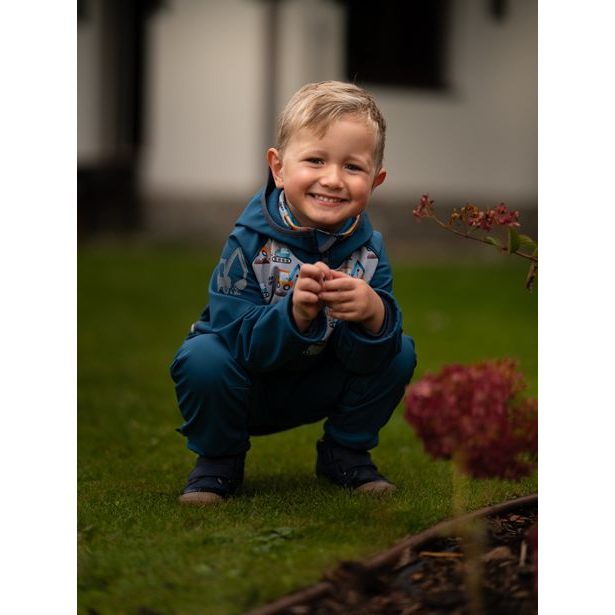 Unuo, Dětské softshellové kalhoty bez zateplení Street, Tm. Petrolejová