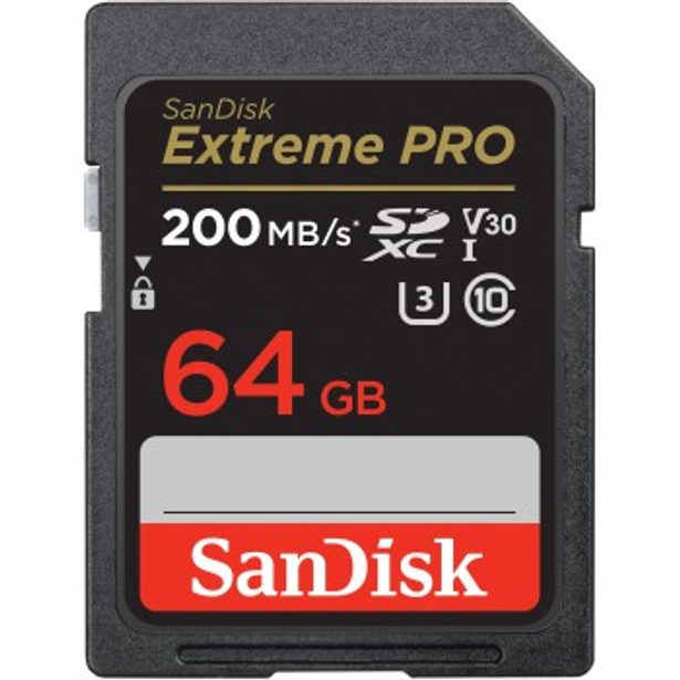 SanDisk Extreme PRO 64 GB SDXC Memory Card 200 MB/s and 90 MB/s, UHS-I, Class 10, U3, V30