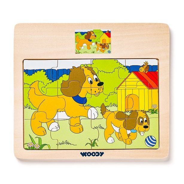 Disple. 12ks - Puzzle na doske "Mašinka" - zvieratá s mláďatami