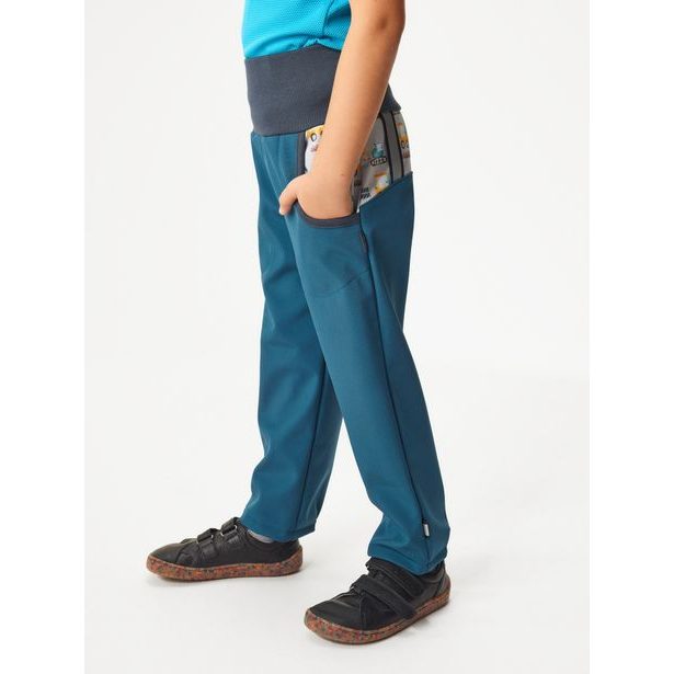 Unuo, Dětské softshellové kalhoty s fleecem Basic, Kobaltová, Bagry