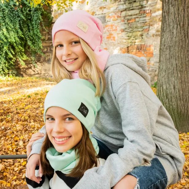 ESITO Žebrovaná čepice spadená Color Mint - mintová