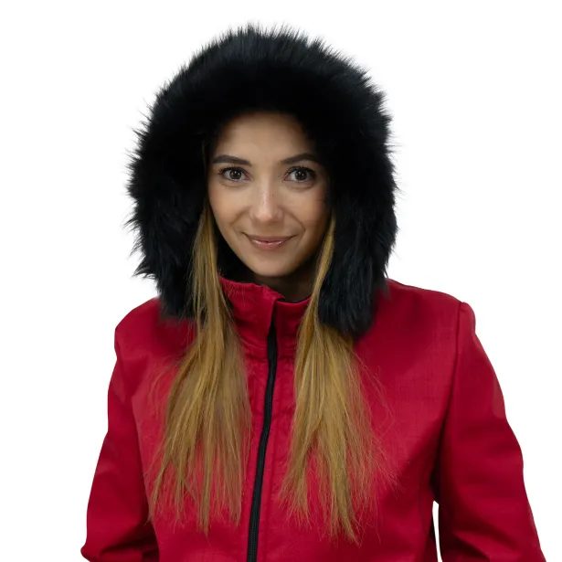 ESITO Dámský zimní softshellový kabát s beránkem Red