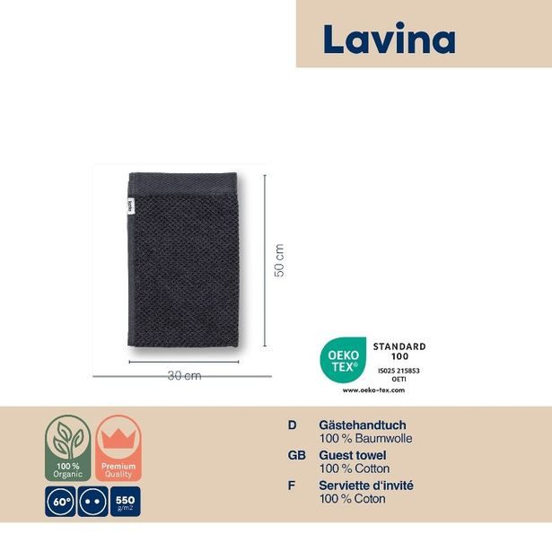 KELA Ručník pro hosty Lavinia 100% bavlna černá 30,0x50,0cm KL-23941