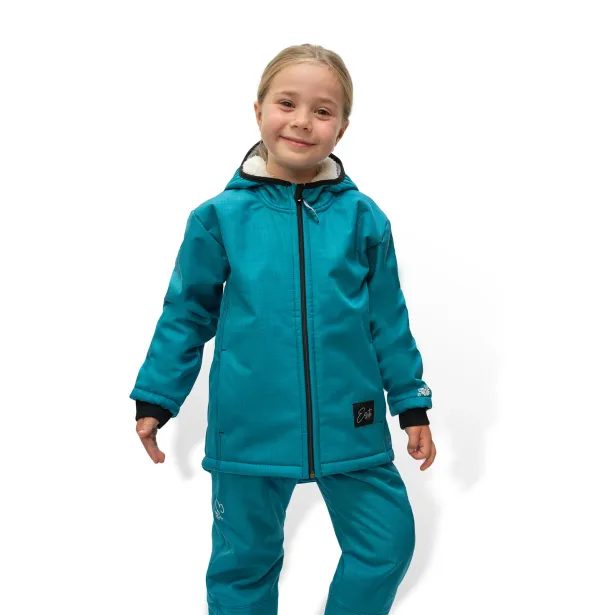 ESITO Dětská zimní softshellová bunda s beránkem Petrol - petrolejová