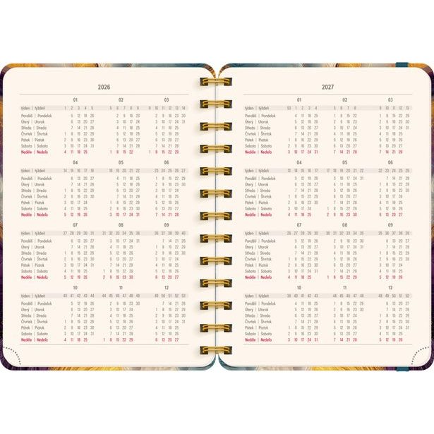 NOTIQUE Spirálový 18měsíční diář Petito – Barevný achát 2026/2027, 13 x 18 cm