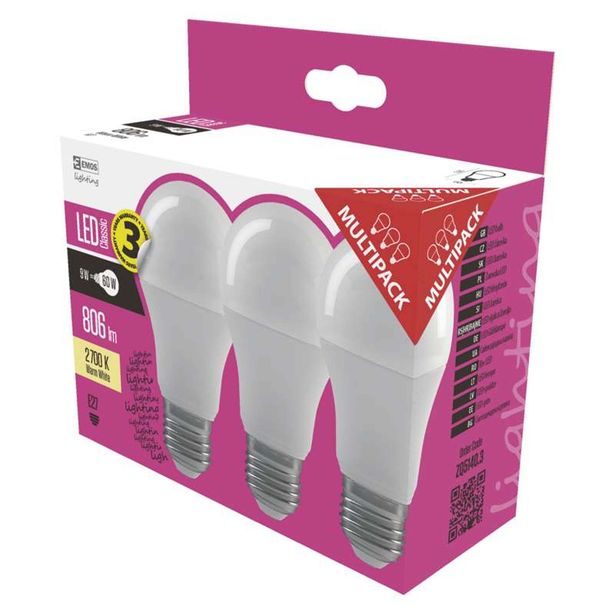 EMOS LED ŽÁROVKA CLASSIC A60/E27/8,5W(60W)/806LM/TEPLÁ
