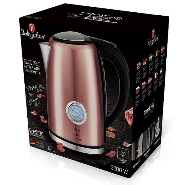 BERLINGERHAUS Rychlovarná konvice 1,7 l s teploměrem I-Rose Edition BH-9070