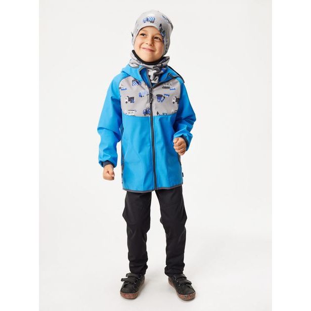 Unuo Dětská softshellová bunda s fleecem Basic, Modrá, Bagr