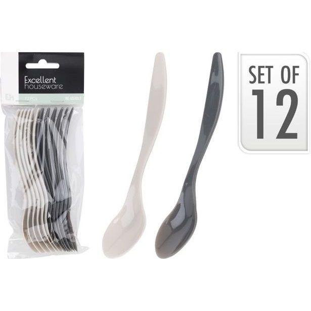 lžíce 14cm káva, sada 12ks, 2barvy, plast