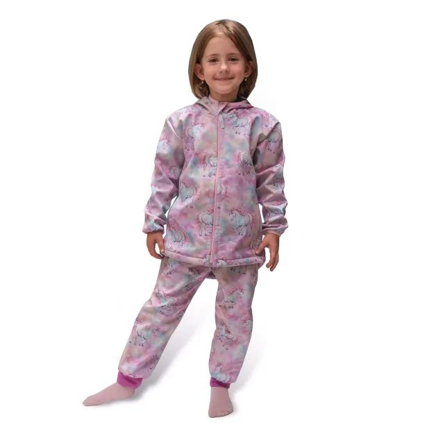 ESITO | Dětská softshellová bunda DUO Jednorožec - růžová / 86