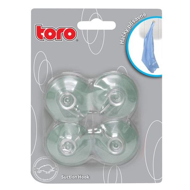 TORO Háčky přísavné, bezbarvé, s kovovým ukončením 4 ks, 4, 1 x 1, 7 cm_hamashop