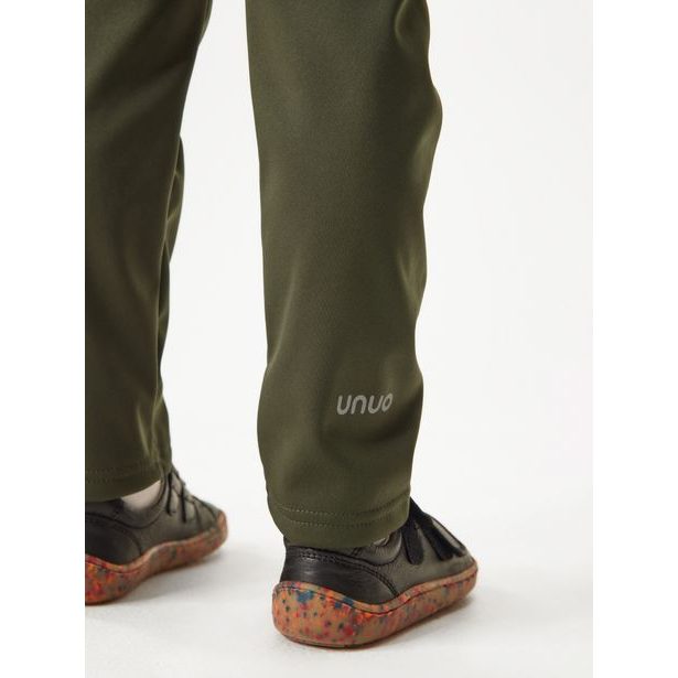 Unuo Dětské softshellové kalhoty s fleecem pružné Sporty, Khaki
