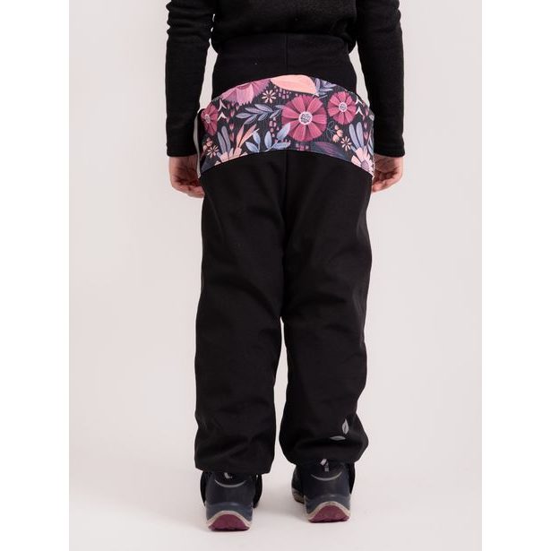 Unuo, Batolecí softshellové oteplovačky s beránkem Plus, Černá, Kouzelné květiny