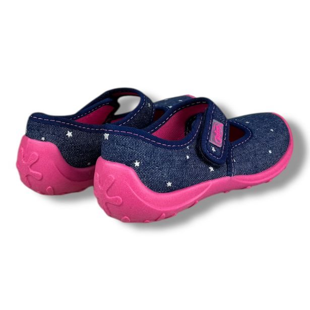 Domácí obuv, baleríny Befado - modré, hvězdy