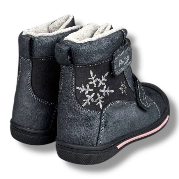 Dětská kožená zimní obuv s membránou, Ponte 20 - Černé