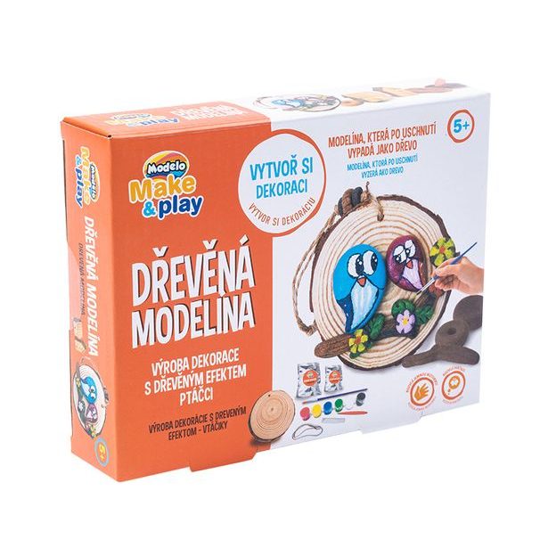 MODELO Samotvrdnoucí hmota efekt dřeva - ptáčci